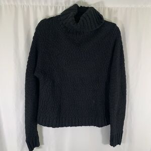 J. Crew Wool Blend Sweater Women's Small Black Knit Turtleneck Pullover